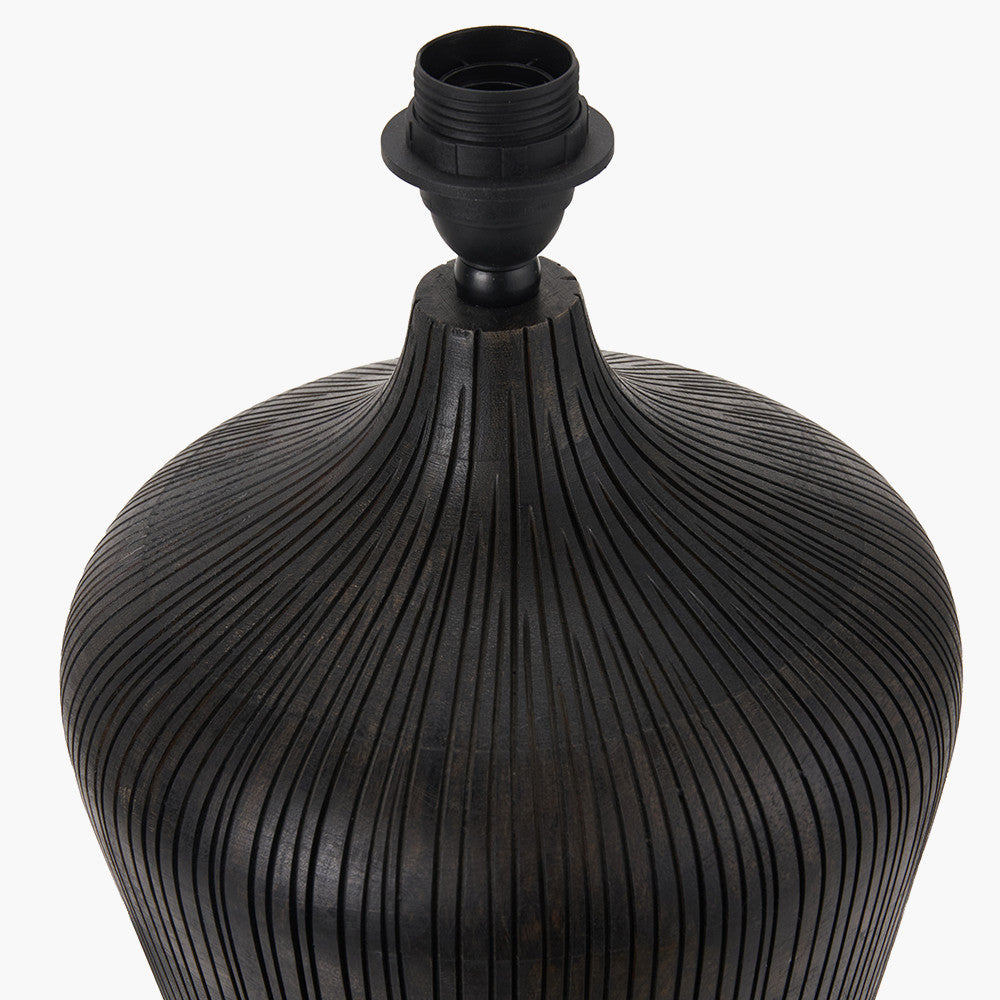 Taika Antique Black Textured Wood Table Lamp - Base Only